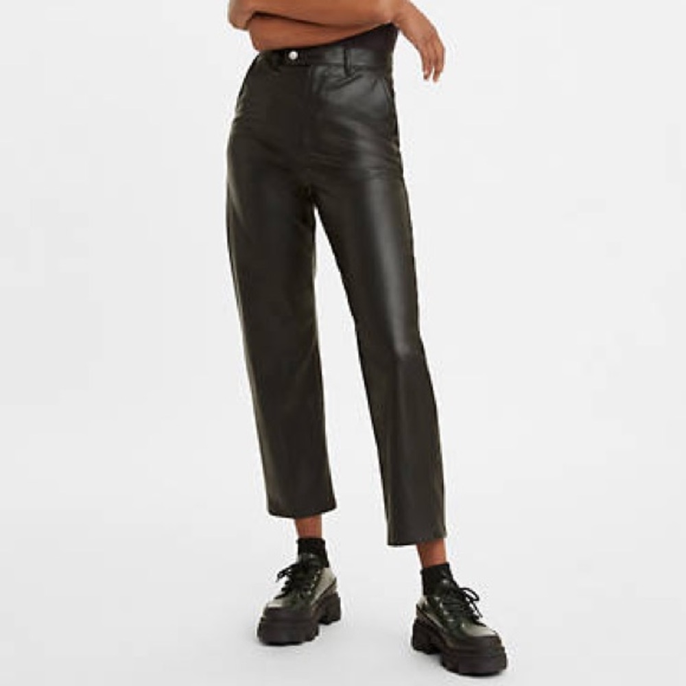 Levi’s leather math club slacks high waist ankle crop pant pants